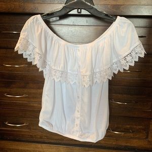 Juniors White Off the Shoulder Top Sm Never Worn